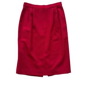 VTG Talbots 100% Wool Skirt Women's Sz 6 8 10 Red Pencil straight Vintage Midi